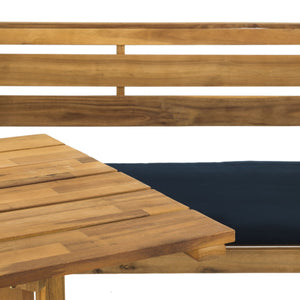 Wilton Modern Balcony Corner Lounge Set - Luxurious Outdoor Seating with Natural Wood and Navy Cushions
