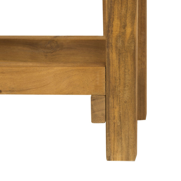 Wilton Modern Balcony Corner Lounge Set - Luxurious Outdoor Seating with Natural Wood and Navy Cushions