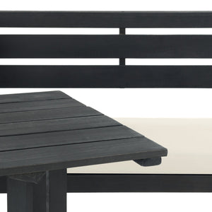 Wilton Modern Balcony Corner Lounge Set - Luxurious Outdoor Seating with Natural Wood and Navy Cushions