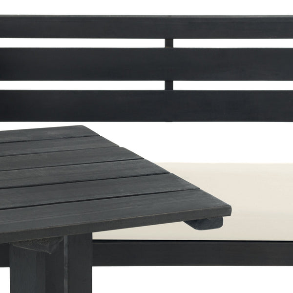 Wilton Modern Balcony Corner Lounge Set - Luxurious Outdoor Seating with Natural Wood and Navy Cushions