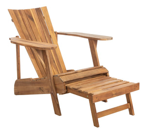 Safavieh Merlin Adirondack Chair With Retractable Footrest In Natural PAT6760A