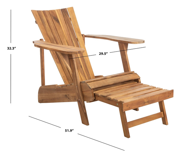 Safavieh Merlin Adirondack Chair With Retractable Footrest In Natural PAT6760A