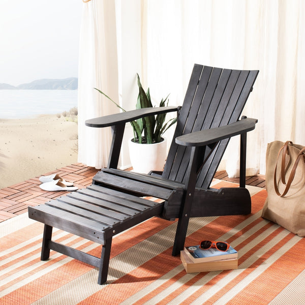 Safavieh Merlin Adirondack Chair With Retractable Footrest In Ash Grey PAT6760B