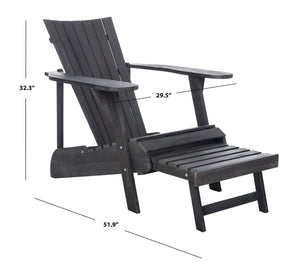 Safavieh Merlin Adirondack Chair With Retractable Footrest In Ash Grey PAT6760B