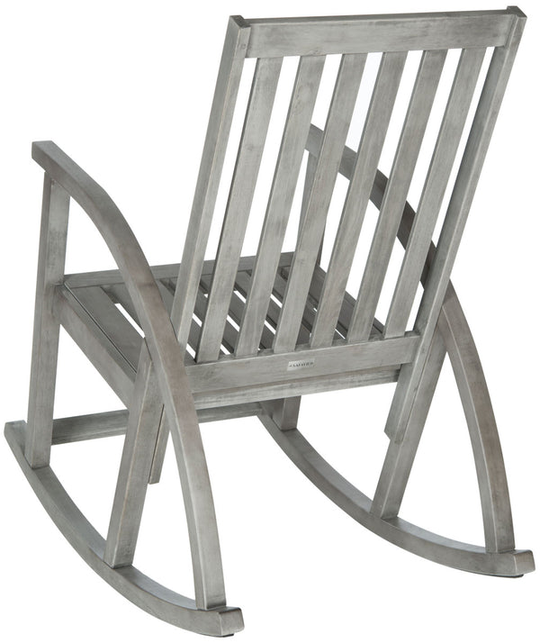 Safavieh Clayton Rocking Chair Grey Wash Silver Acacia Wood Galvanized Steel PAT7003B 683726406280