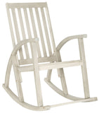 Safavieh Clayton Rocking Chair White Wash Silver Acacia Wood Galvanized Steel PAT7003C 683726406334