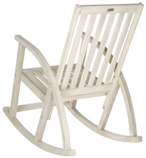 Safavieh Clayton Rocking Chair White Wash Silver Acacia Wood Galvanized Steel PAT7003C 683726406334
