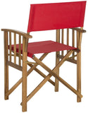 Safavieh - Set of 2 - Laguna Director Chair Teak Silver Acacia Wood Textilene Galvanized Steel PAT7004A-SET2 683726407355