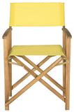 Safavieh - Set of 2 - Laguna Director Chair Teak Yellow Silver Acacia Wood Textilene Galvanized Steel PAT7004C-SET2 683726407379