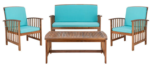 Rocklin 4 Piece Outdoor Set - Stylish Acacia Wood Furniture with Chic Cushions for Ultimate Comfort
