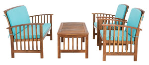 Rocklin 4 Piece Outdoor Set - Stylish Acacia Wood Furniture with Chic Cushions for Ultimate Comfort
