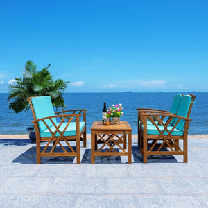 Fontana 4 Piece Outdoor Patio Set - Stylish Acacia Wood, Durable Steel Frame, Ideal for Relaxation