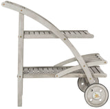 Safavieh Lodi Tea Cart Grey Wash Beige Silver Acacia Wood Galvanized Steel PAT7009B 889048005488