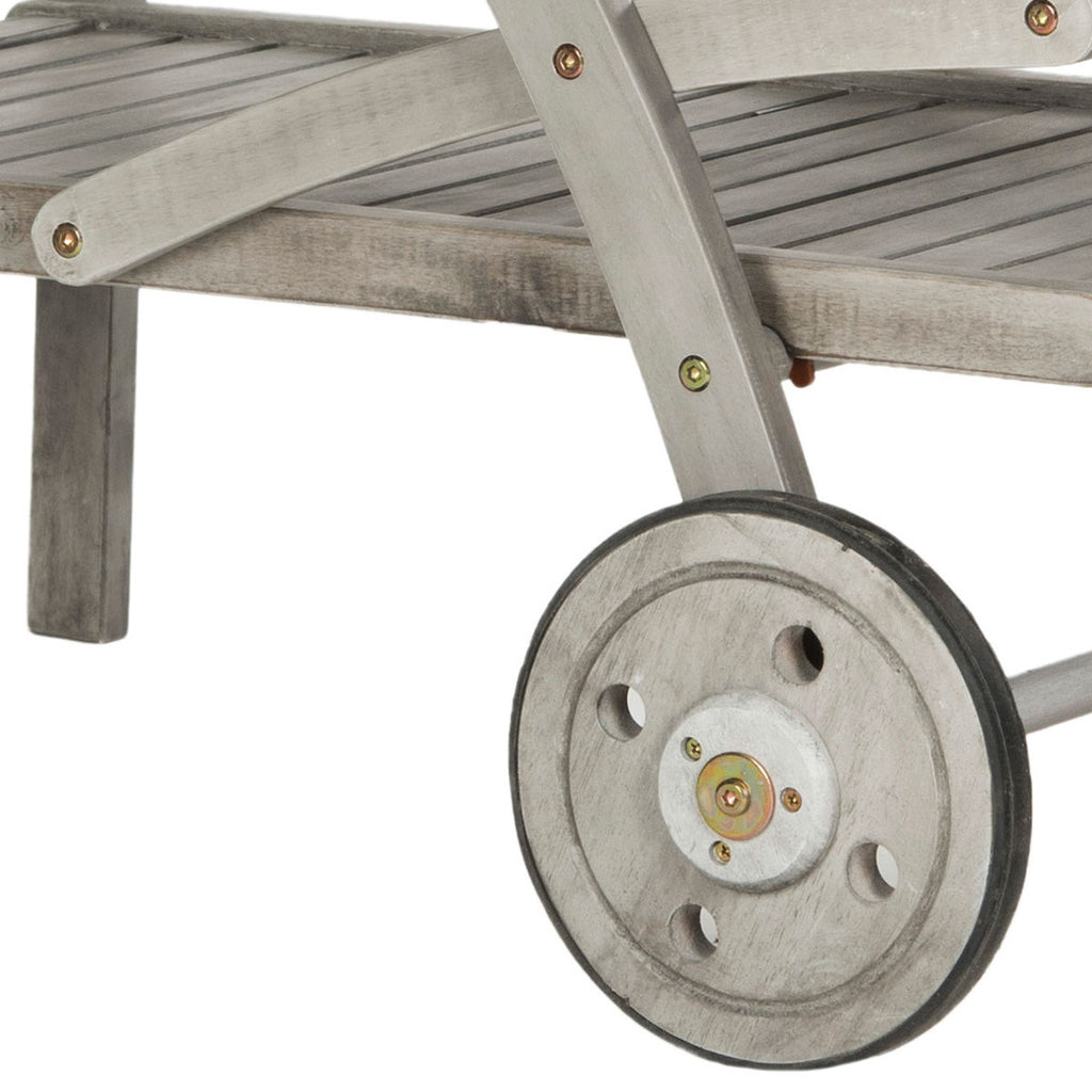Safavieh Lodi Tea Cart Grey Wash Beige Silver Acacia Wood Galvanized Steel PAT7009B 889048005488