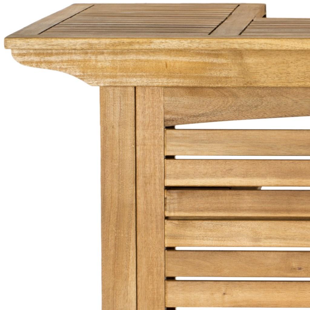 Safavieh Monterey Bar Table Teak Look Silver Acacia Wood Galvanized Steel PAT7011A 683726407331