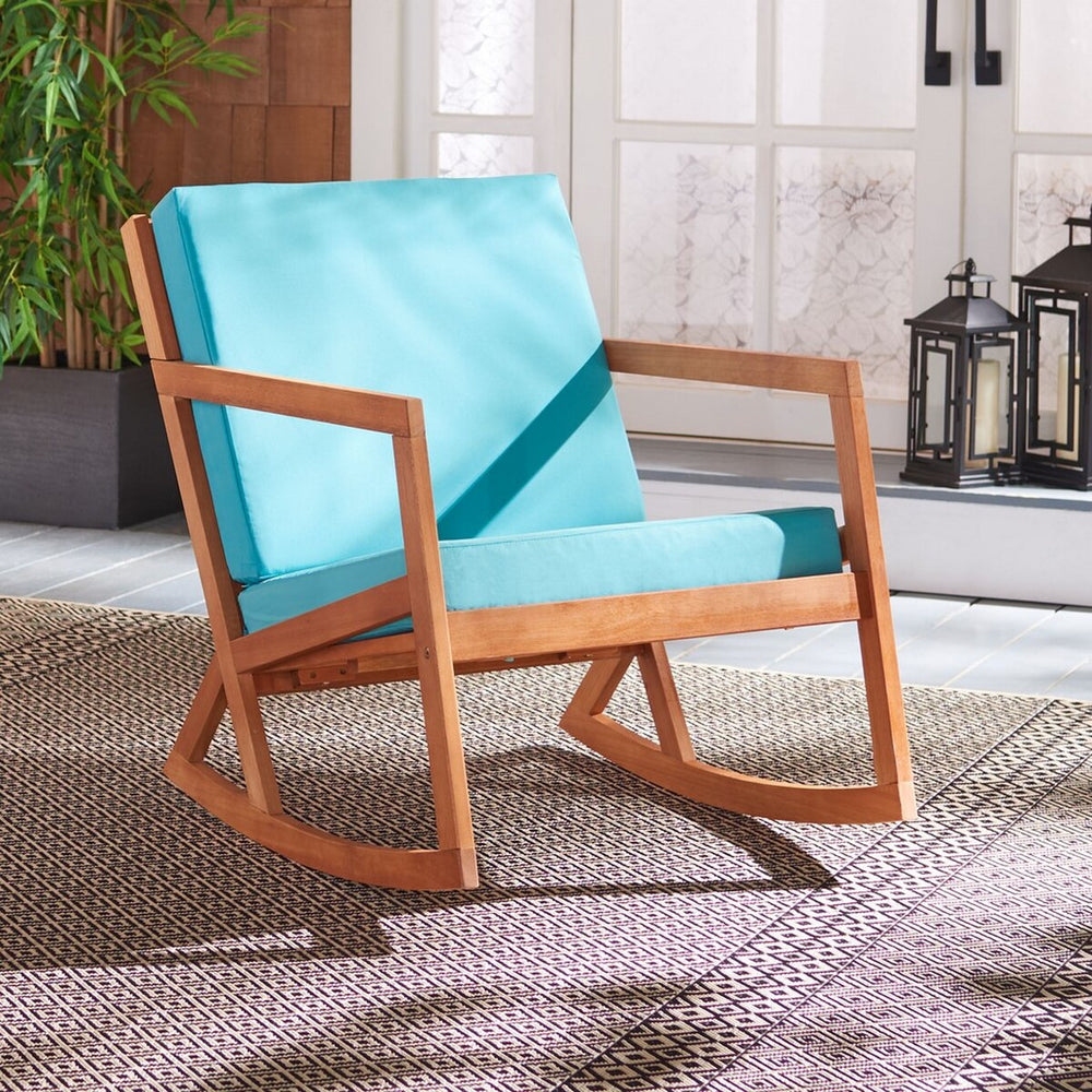 Safavieh Vernon Rocking Chair Natural/Aqua Wood PAT7013Q