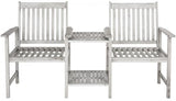 Safavieh Brea Bench Twin Seat Grey Silver Acacia Wood Galvanized Steel PAT7014B 889048000889