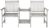 Safavieh Brea Bench Twin Seat Grey Silver Acacia Wood Galvanized Steel PAT7014B 889048000889