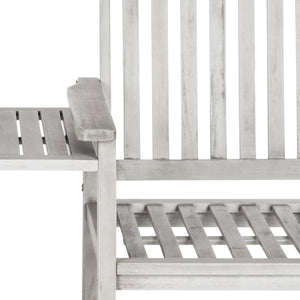Safavieh Brea Bench Twin Seat Grey Silver Acacia Wood Galvanized Steel PAT7014B 889048000889