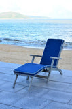 Safavieh Palmdale Lounge Chair Grey Navy Silver Acacia Wood Polyester Foam Galvanized Steel PAT7015B 889048023956