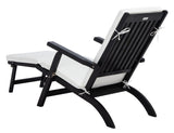 Palmdale Outdoor Lounge Chair - Elegant Black Acacia Wood with All-Weather Beige Cushions for Relaxation