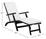 Palmdale Outdoor Lounge Chair - Elegant Black Acacia Wood with All-Weather Beige Cushions for Relaxation