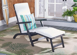 Palmdale Outdoor Lounge Chair - Elegant Black Acacia Wood with All-Weather Beige Cushions for Relaxation