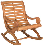 Safavieh Sonora Rocking Chair Teak Brown Silver Eucalyptus Wood Galvanized Steel PAT7016B 889048005792
