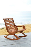 Safavieh Sonora Rocking Chair Teak Brown Silver Eucalyptus Wood Galvanized Steel PAT7016B 889048005792