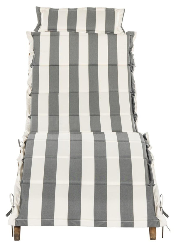 Safavieh Pacifica Lounge Set 3 Piece Teak Brown Grey White Silver Acacia Wood Polyester Foam Galvanized Steel PAT7020A 889048005990