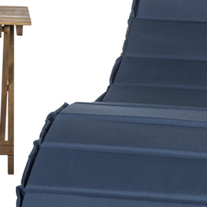 Safavieh Pacifica Lounge Set 3 Piece Teak Brown Navy Silver Acacia Wood Polyester Foam Galvanized Steel PAT7020C 889048006010