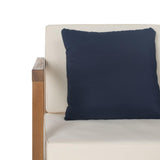 Safavieh Montez Outdoor Set with Accent Pillows 4 Piece Teak White Navy Silver Eucalyptus Wood Polyester Foam Galvanized Steel PAT7030A 889048318779