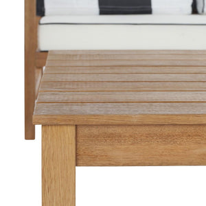 Safavieh Montez Outdoor Set with Accent Pillows 4 Piece Teak Black White Silver Eucalyptus Wood Polyester Foam Galvanized Steel PAT7030C 889048367500