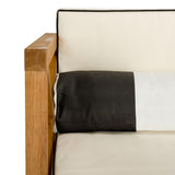 Safavieh Nunzio Outdoor Set with Accent Pillows 4 Piece Teak Black White Silver Eucalyptus Wood Polyester Foam Galvanized Steel PAT7031C 889048367555