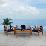 Nunzio 4 Piece Outdoor Patio Set with Plush Cushions and Trellis Accent Pillows for Stylish Relaxation