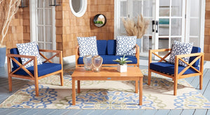 Nunzio 4 Piece Outdoor Patio Set with Plush Cushions and Trellis Accent Pillows for Stylish Relaxation