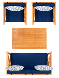 Nunzio 4 Piece Outdoor Patio Set with Plush Cushions and Trellis Accent Pillows for Stylish Relaxation