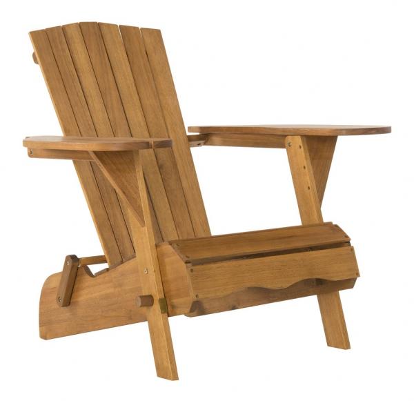 Safavieh - Set of 2 - Breetel Adirondack Chairs Teak Silver Eucalyptus Wood Galvanized Steel PAT7034A-SET2 889048320635