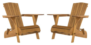 Safavieh - Set of 2 - Breetel Adirondack Chairs Teak Silver Eucalyptus Wood Galvanized Steel PAT7034A-SET2 889048320635