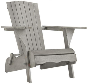 Safavieh - Set of 2 - Breetel Adirondack Chairs Grey Wash Silver Eucalyptus Wood Galvanized Steel PAT7034B-SET2 889048320642