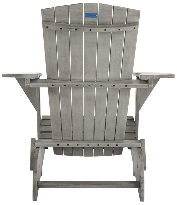 Safavieh - Set of 2 - Breetel Adirondack Chairs Grey Wash Silver Eucalyptus Wood Galvanized Steel PAT7034B-SET2 889048320642