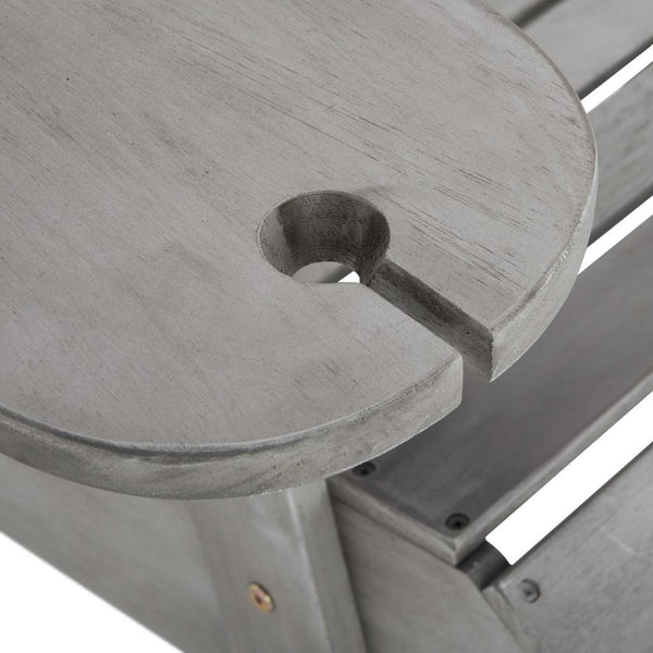 Safavieh - Set of 2 - Breetel Adirondack Chairs Grey Wash Silver Eucalyptus Wood Galvanized Steel PAT7034B-SET2 889048320642