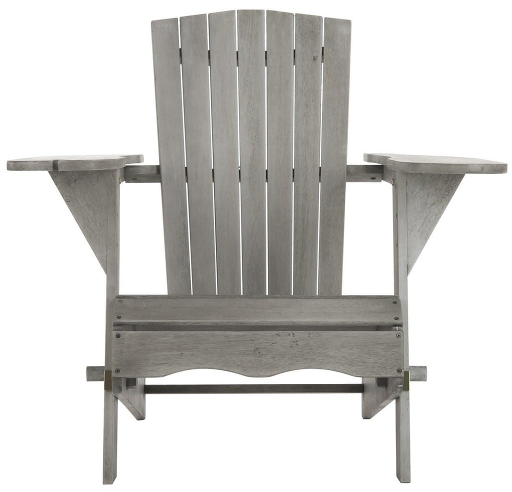 Safavieh - Set of 2 - Breetel Adirondack Chairs Grey Wash Silver Eucalyptus Wood Galvanized Steel PAT7034B-SET2 889048320642