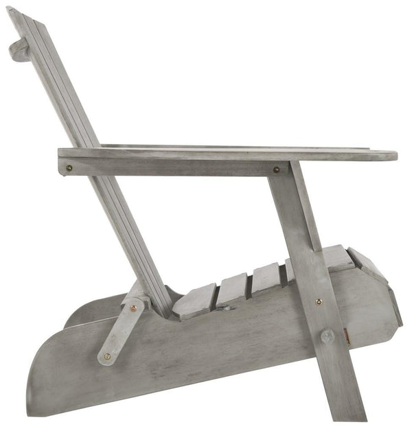 Safavieh - Set of 2 - Breetel Adirondack Chairs Grey Wash Silver Eucalyptus Wood Galvanized Steel PAT7034B-SET2 889048320642