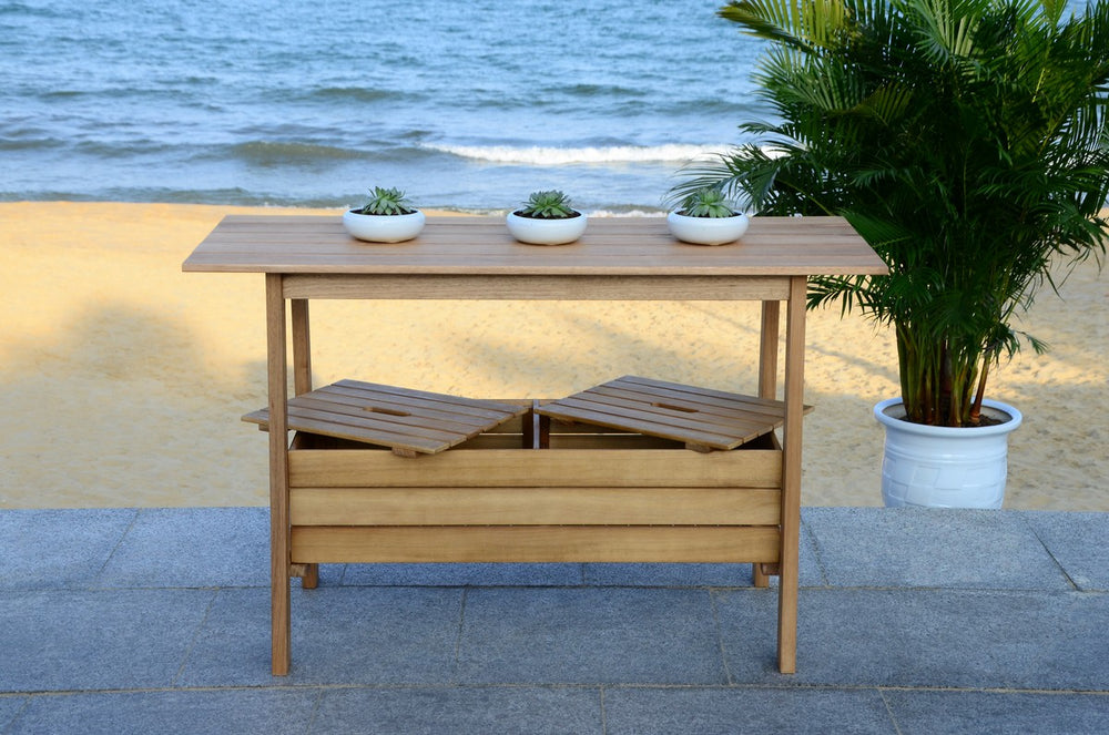 Safavieh Bertie Tea Trolley Teak Silver Eucalyptus Wood Galvanized Steel PAT7035A 889048319356