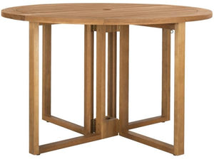 Safavieh Wales 47.24" Dining Table Round Teak Silver Eucalyptus Wood Galvanized Steel PAT7036A 889048319509