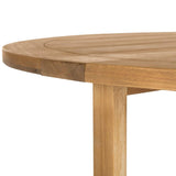 Safavieh Wales 47.24" Dining Table Round Teak Silver Eucalyptus Wood Galvanized Steel PAT7036A 889048319509