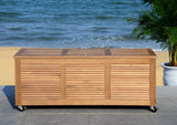 Safavieh Elina Cushion Box 47.2" Teak Silver Eucalyptus Wood Galvanized Steel PAT7038A 889048319622