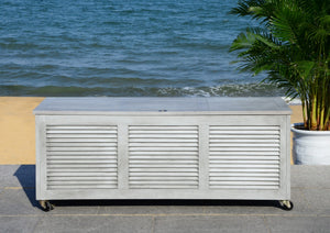 Safavieh Elina Cushion Box 47.2" Grey Wash Silver Eucalyptus Wood Galvanized Steel PAT7038B 889048319639