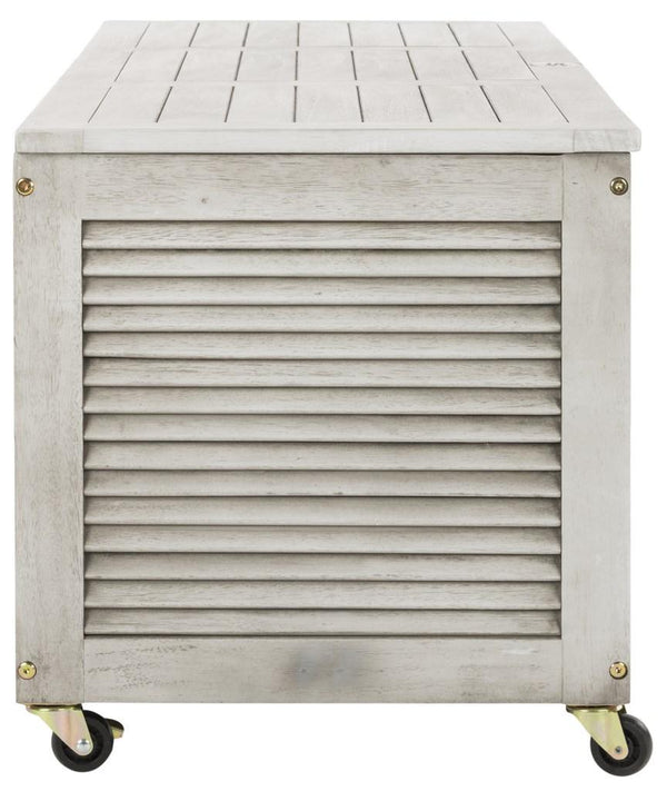 Safavieh Elina Cushion Box 47.2" Grey Wash Silver Eucalyptus Wood Galvanized Steel PAT7038B 889048319639